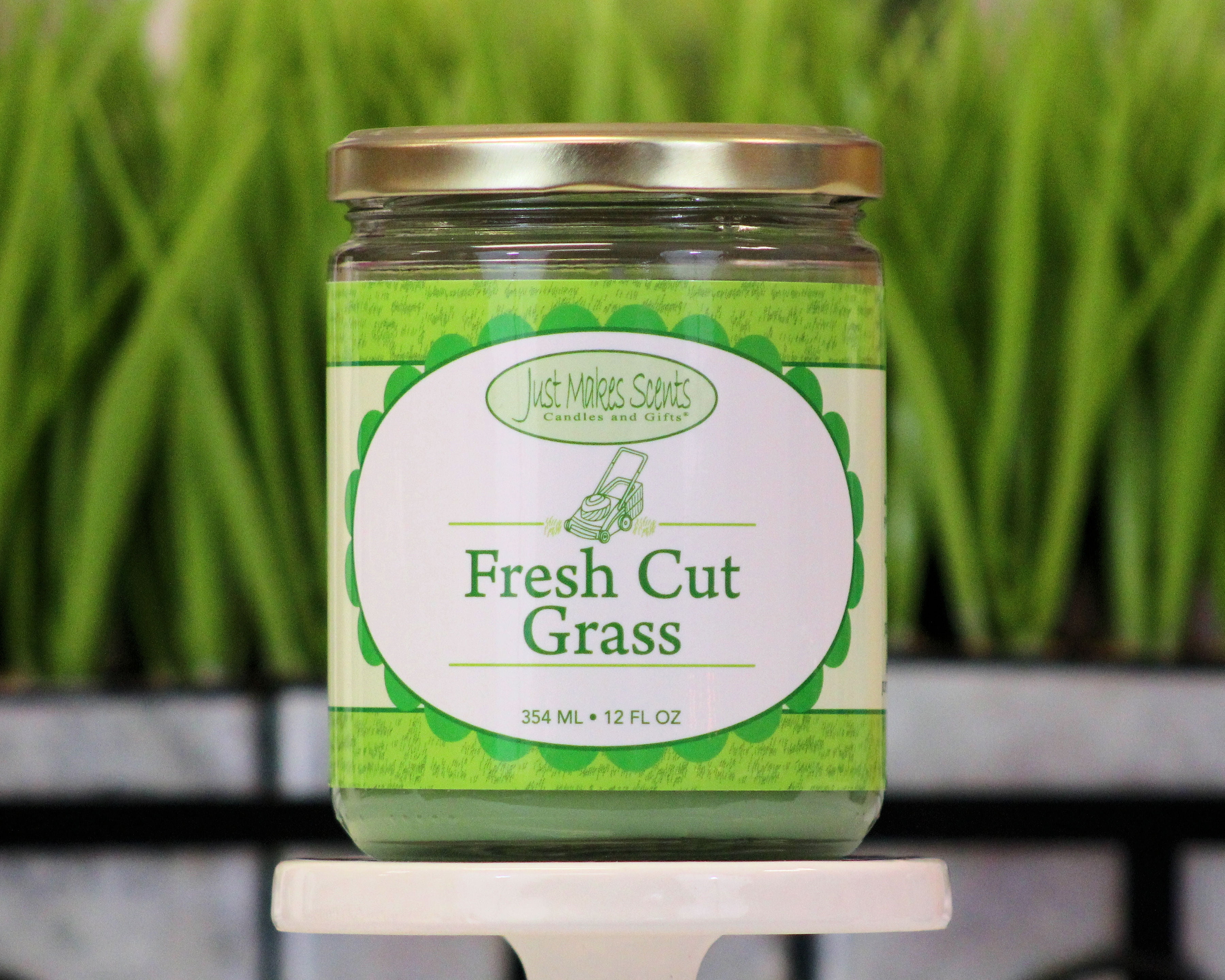 Fresh Cut Grass Salsa Jar Candle 12oz -Just Makes Scents Candles & Gifts