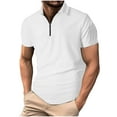 thumbnail image 2 of VgaVtl Polo Mens Shirts Short Sleeve Big and Tall Summer Mens Collar Shirt White Casual Solid Color Gym Zipper Shirts, 2 of 8