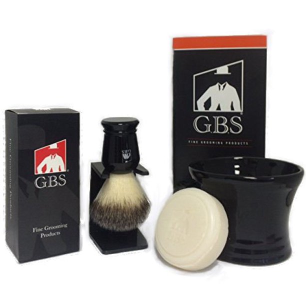 Men's Grooming Set with Shaving Mug with Knob Handle, 100 Synthetic