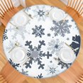 thumbnail image 2 of Blue Christmas Snowflake Pattern Round Fitted Tablecloth with Elastic Edge,Dining Table Cover Waterproof,Outdoor Round Tablecloth for Camping,Dining,Indoor and Outdoor, 2 of 7