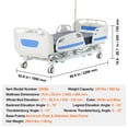 thumbnail image 5 of KFFKFF Deluxe Electric Hospital Bed, 5 Functions, ICU Grade with Trendelenburg Positions, 5-Inch Secure Casters, and IV Stand, Suitable for Home and Hospital, Supports up to 550LBS, 5 of 9