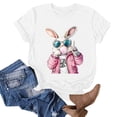 thumbnail image 4 of VBTAPA Women's Cute Easter Shirts Funny Bunny Eggs Print Short Sleeve T-Shirt Casual Loose Blouse Tops Limited Time Sales of Today White M, 4 of 5