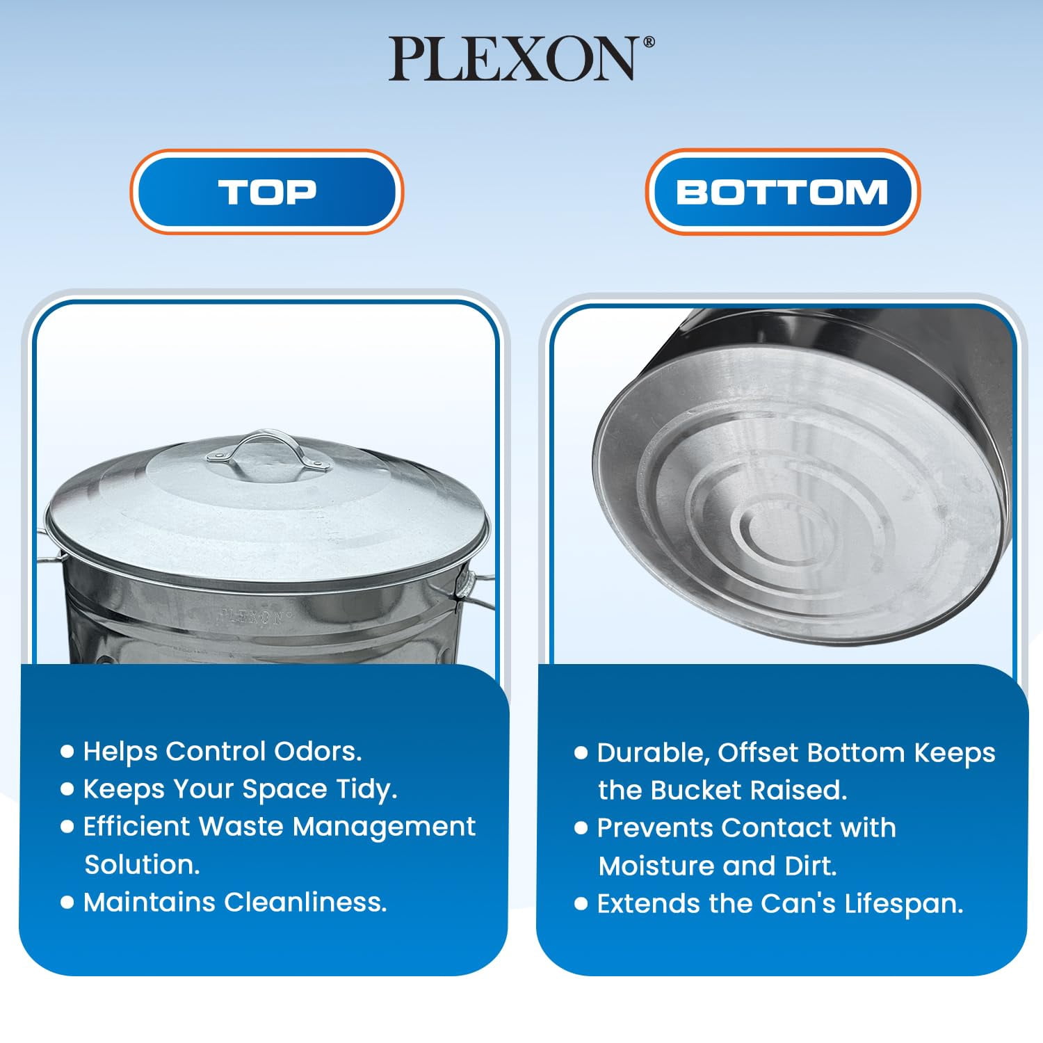 13-Gallon Galvanized Steel Round Trash Can with Lid