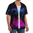 thumbnail image 4 of Cauagu Futuristic Purple Panther A、 Men's Short Sleeve Button Down Hawaiian Shirt for Men Bowling Shirts Casual Summer Beach Shirt,Medium, 4 of 6