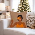 thumbnail image 4 of Ethan Taylor People & Portraits Throw Pillow Soft Cushion Cover ' 'African American People & Portraits Feeling So Fresh' Bohemian Decorative Square Accent Pillow Case, 18x18 Inches, Brown, Orange, 4 of 5