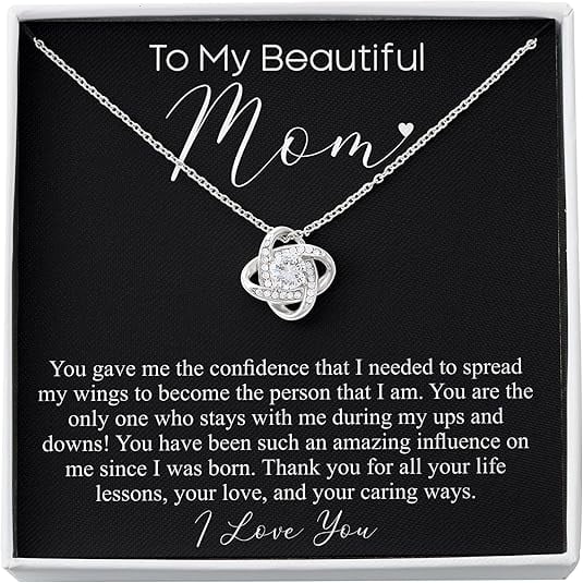 Love Knot Necklace Personalized Christmas Day Gifts for mom from Daughter, Gift for Mom, Necklace for Mom, Jewelry from Daughter to mother, Special Gifts
