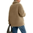 thumbnail image 4 of Miluxas Women's Fall Winter Coats Lapel Collar Fleece Sherpa Jackets Daily Long Sleeve Coats with Pockets Khaki S(S), 4 of 7