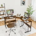 thumbnail image 3 of Gymax 88.5'' L Shaped Reversible Computer Desk 2 Person Long Table Monitor Stand Rustic, 3 of 10