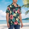 thumbnail image 3 of Fotbe Green Tropical Leaves Camisa Hawaiana para Hombre Unisex – Camisa Casual de Verano con Botones de Manga Corta de Algodón y Lino,XX-Large, 3 of 7