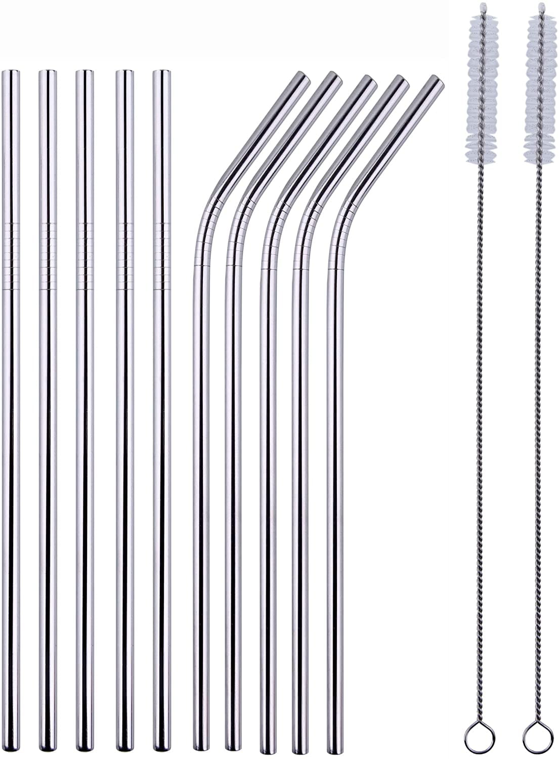 12 pieces of Black Stainless-steel Straws Metal straws Reusable Dishwasher Sa 
