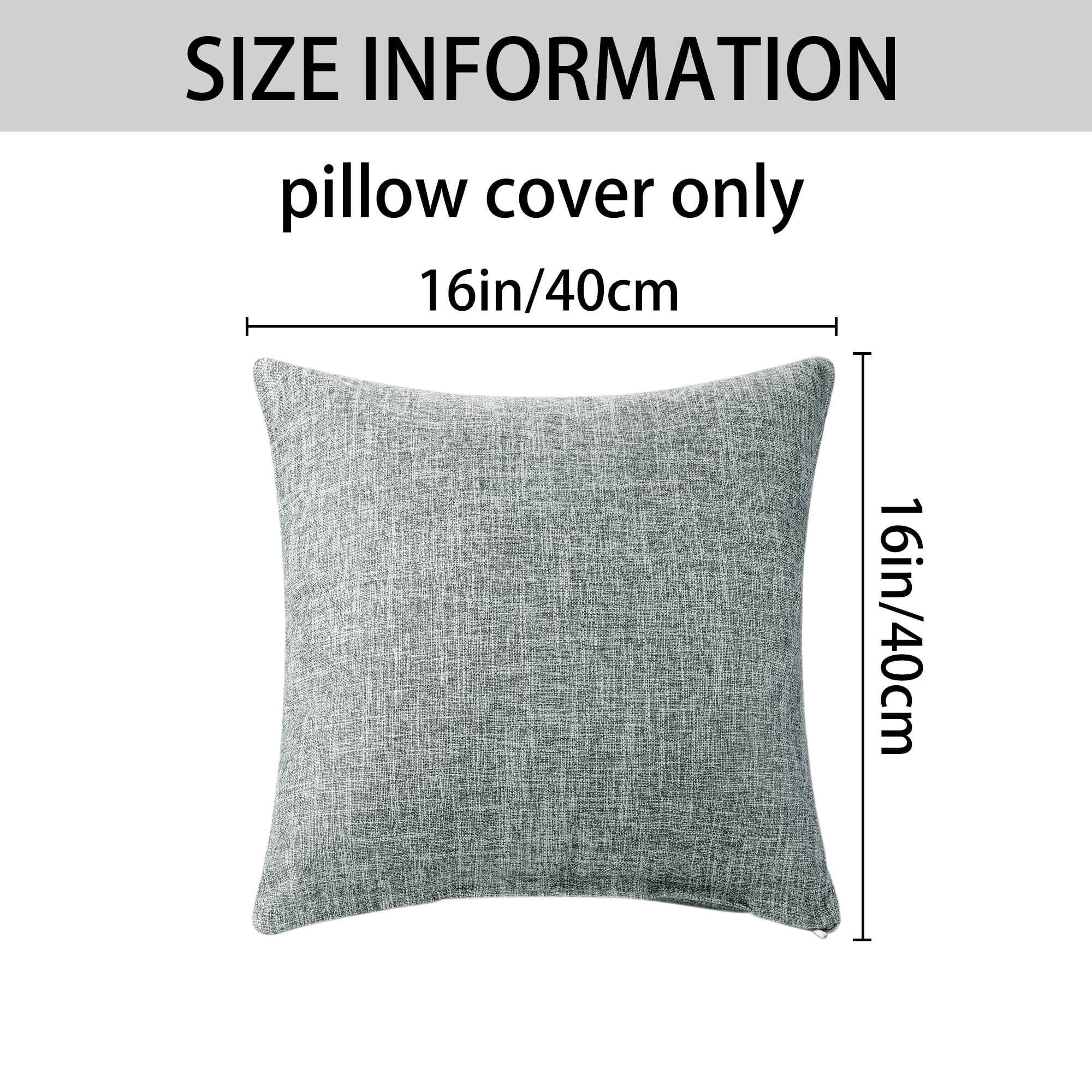 Unique Bargains 4 Pcs Solid Linen Pillow Covers Set Soft Decorative Throw Pillow Cover Dark Gray 16" x 16"/18" x 18"