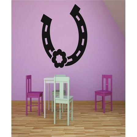 Wall Decal : Western Horseshoe Flower Cowgirl Cowboy Living Room Bedroom Home Picture Art 12x18 Inches