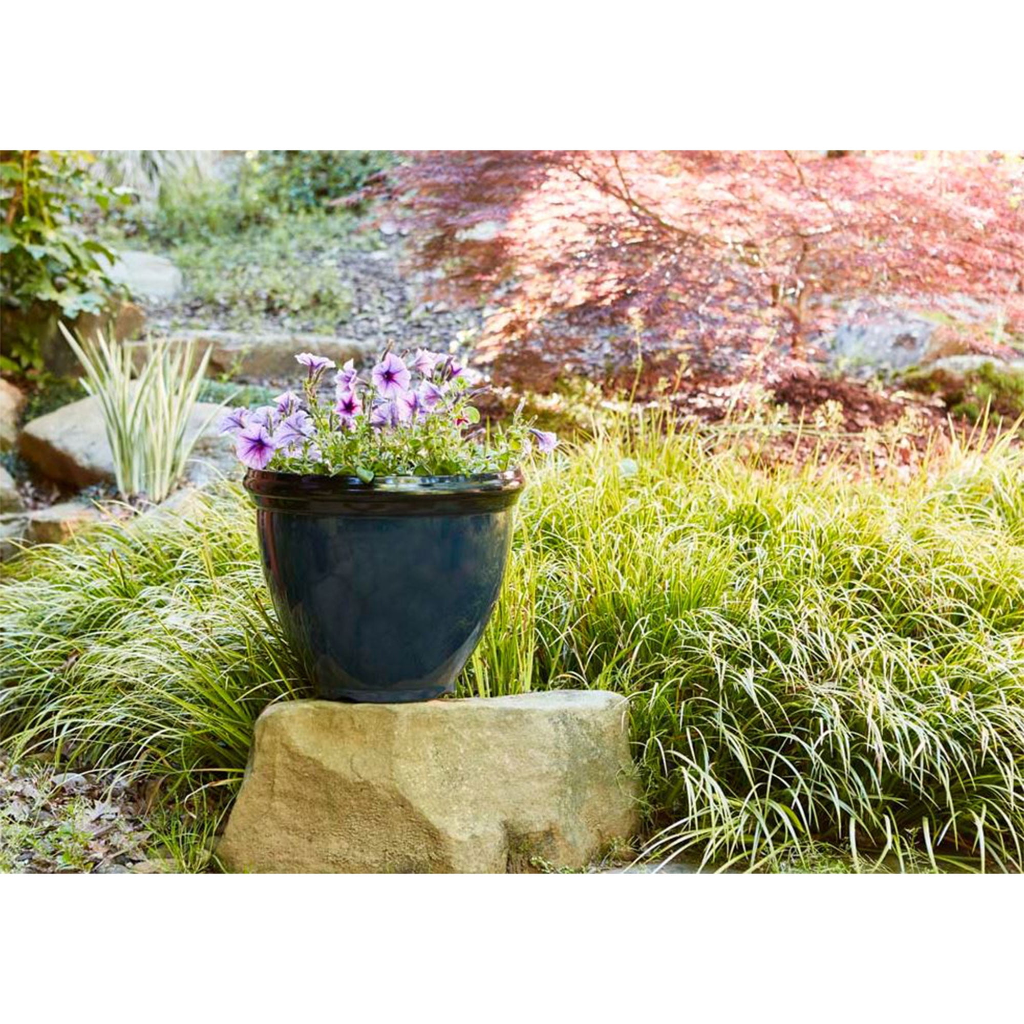 Southern Patio Heritage Outdoor Glossy Resin Planter, Monaco Blue (2 Pack)
