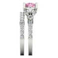 thumbnail image 3 of Clara Pucci 18K White Gold 2.94 Simulated Pink Diamond Engraveable Engagement Ring + Wedding Band Set, 3 of 7