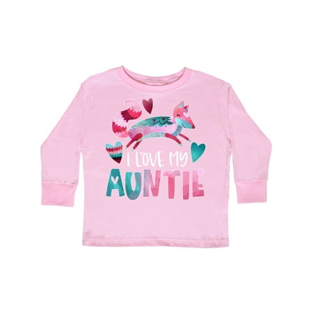 

Inktastic I Love My Auntie Pink and Blue Fox with Hearts Gift Toddler Boy or Toddler Girl Long Sleeve T-Shirt