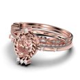 thumbnail image 4 of Dazzling Art nouvea 2.50 Carat Oval Cut Morganite And Diamond Moissanite Engagement Ring, Wedding Ring in 10k Solid Rose Gold, Compass Ring, Promise Ring, Anniversary Ring, Trio Set, Matching Band, 4 of 4