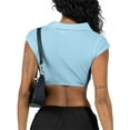 thumbnail image 6 of Biekopu Women Summer T-shirt,Short Sleeve V Neck Solid Slim Summer Ladies Crop Top for Party Club, 6 of 6