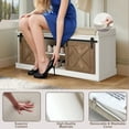 thumbnail image 5 of 2-Tier Shoe Storage Cabinet,43" Wooden Shoe Cabinet With Sliding Doors,Farmhouse Shoe Bench With Adjustable Shelves,Storage Bench for Entryway,Hallway,Bedroom, 5 of 7