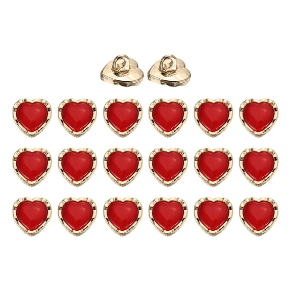 20Pack Faux Pearl Buttons, 13mm/0.51" Heart-Shaped Sewing Button, Red
