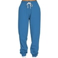 thumbnail image 3 of Capreze Ladies Two Piece Outfit Solid Color Tracksuit Set V Neck Jogger Sets Loose Fit Sweatshirt And Sweatpant Long Sleeve Sweatsuits Blue 2XL, 3 of 5
