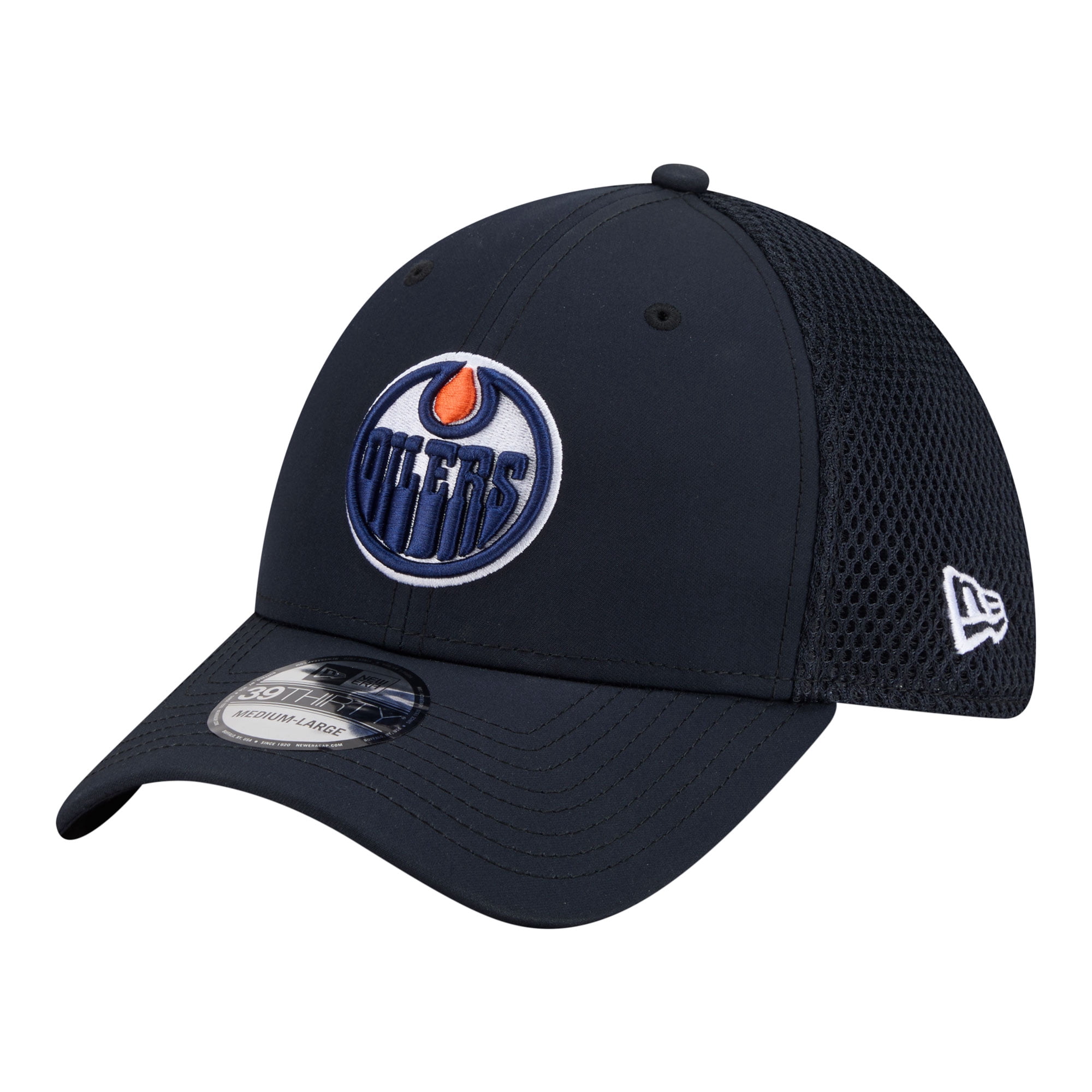 Men's New Era Navy Edmonton Oilers Logo 39THIRTY Flex Hat