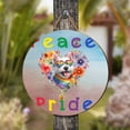thumbnail image 4 of Peace Love Pride Scottish Terrier with Rainbow Sunglasses LGBT LGBTQ+ Round Wood Sign Scottie Dog Lover Gifts Hanging Wall Home Decor - 01004, 4 of 5