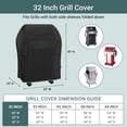 thumbnail image 2 of Unicook Heavy Duty Waterproof Small Grill Cover, 32 inch 2 Burner Gas Grill Cover, fits Grills up to 30'' Wide with Both Side Tables Folded Down, Black, 2 of 8