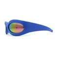 thumbnail image 3 of Trendy Thick Plastic Exaggerated Oval 90s Sport Sunglasses Blue - Purple Mirror, 3 of 4