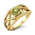 thumbnail image 2 of 0.50 Ctw Round Lemon Quartz Crossover Shank 925 Sterling Silver Gold Vermeil Mother's Day Gift Ring, 2 of 3