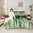 thumbnail image 4 of Manfei Splashing Ink Full Size Comforter Sets,Painting Aesthetic Bedding Comforter Set,Green Stripes Bedding Sets For Kids,Super Cozy Room Decor Reversible,3 Pieces, 4 of 8