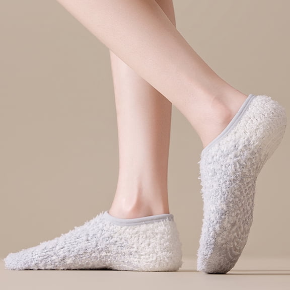 Lumtrix Fuzzy Slipper Socks Women Men Warm Cozy Socks Fluffy Soft Ankle Socks For Home Sleep Gray One Size
