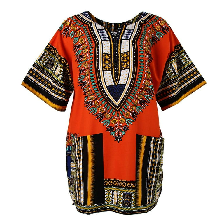 Afibi Women's African Dashiki Top - 3/4 Sleeve Boho Print Tunic Shirt