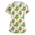 thumbnail image 2 of longantii Scrub Tops Women Funny Valentines Day Print V Neck Short Sleeve Shirts Stretch Anti Wrinkle Nursing Uniform Army Green XL, 2 of 6