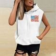 thumbnail image 4 of Tops for Women under $5 Sleeveless Printed Pocket Hat Rope Hooded Sweatshirt Top White, 4 of 5