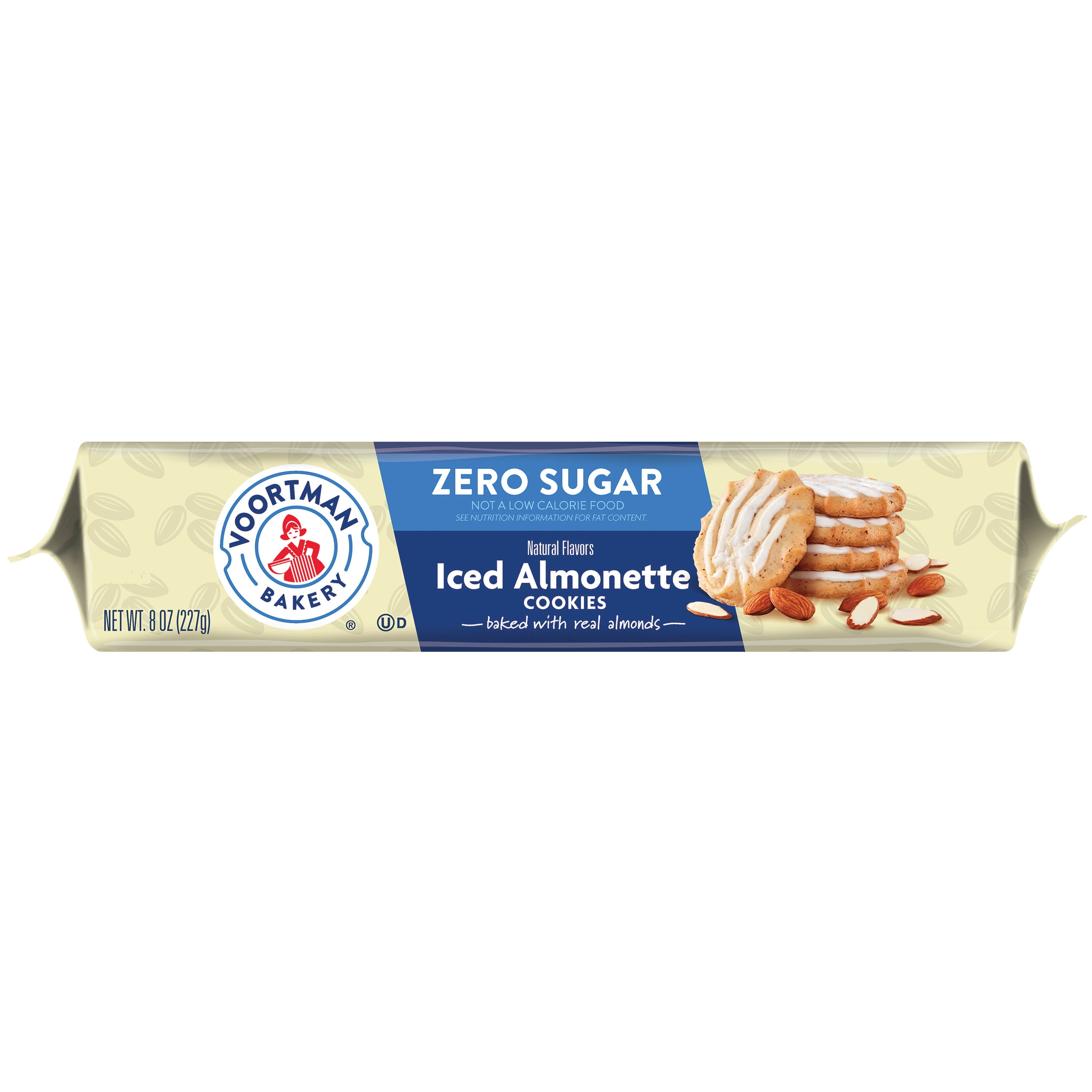 (12 pack) VOORTMAN Bakery Zero Sugar Iced Almonette Cookies 8 oz