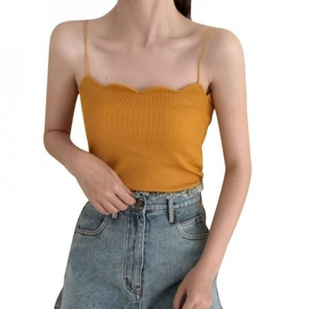 

Summer Female Camis Solid Camis Tops Sleeveless Slim Lady Bralette Tops Strap Skinny Vest Camisole Women Crop Top