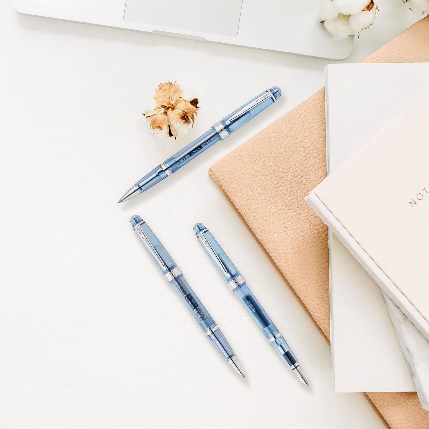 Cross Bailey Light Translucent Navy-Blue Resin with Bright Chrome Internal Mechanism and Chrome-plated Appointments Extra-Fine Nib Fountain Pen