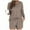 Coffee, variant on FAIWAD Pajamas Set for Women Knit 2 Piece Outfits Long Sleeve Top and Shorts Matching Lounge Set Loungewear with Pockets