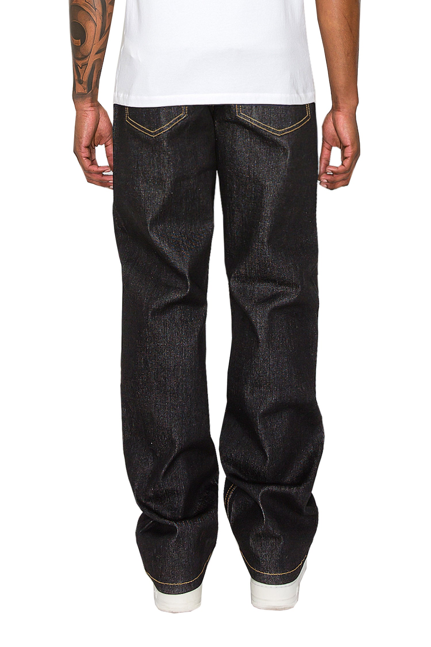 【LABROS】Big Stitch Baggy Jeans (Black) Victorious Men's Essential Baggy Raw Denim Jeans DL998 Black