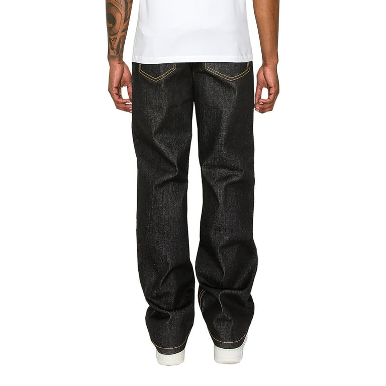 Victorious Men's Essential Baggy Raw Denim Jeans DL998 Black