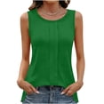 thumbnail image 3 of HVOBTTY Women's Summer Fashion Soft Casual Solid Color Ribbed Knit Round Neck Sleeveless Loose Breathable Comfy Sport Tank Top Army Green, XXL, 3 of 5