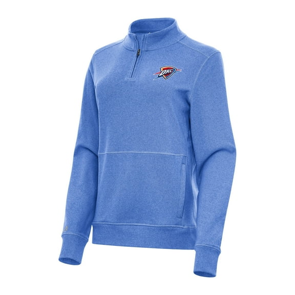 Women's Antigua Heather Royal Oklahoma City Thunder Crush Quarter-Zip Fleece Sweatshirt