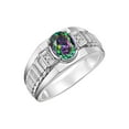 thumbnail image 3 of RYLOS Men's Rings 14K White Gold Ring Classic Designer Style 8X6MM Oval Gemstone & Diamond Ring Alexandrite Birthstone Rings For Men Size 8, 3 of 7