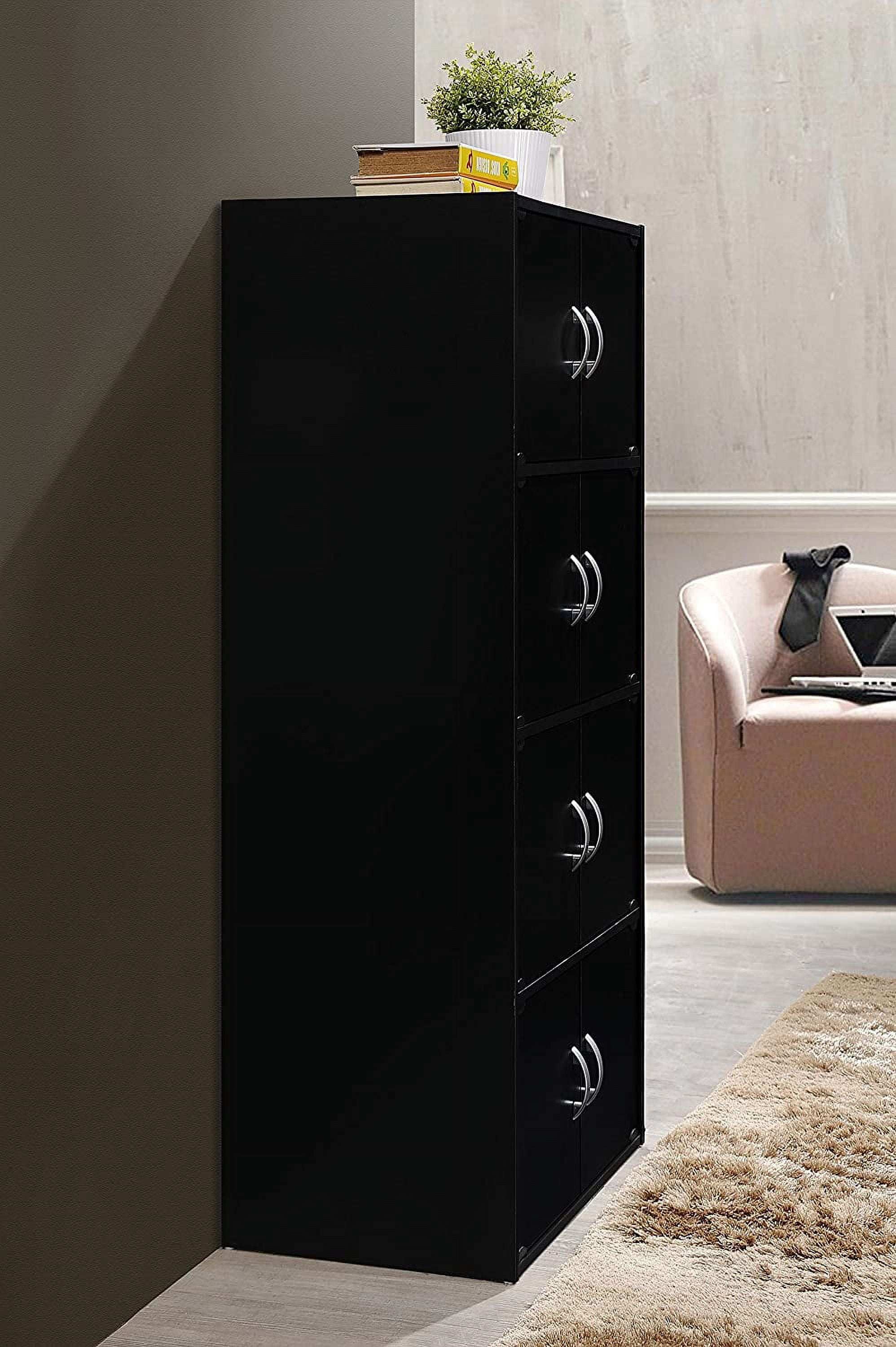 Hodedah 4-Shelf, 8-Door Multipurpose Cabinet, Black - Walmart.com