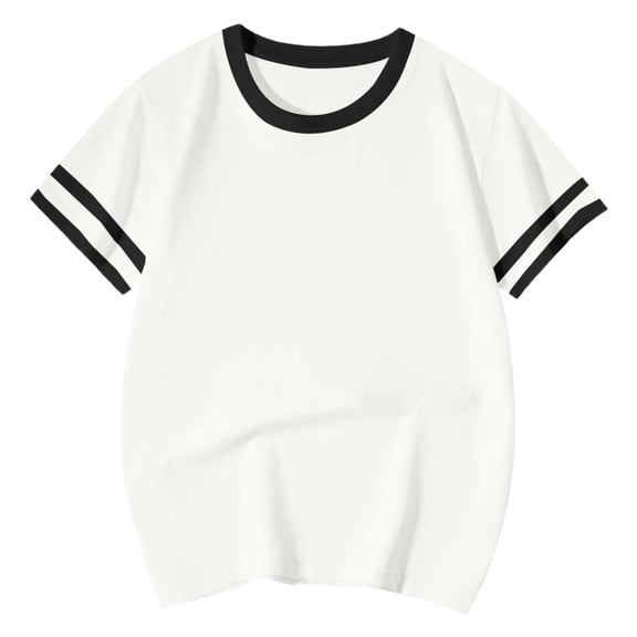 REDARER Girls' Striped Graphic Tee - Short Sleeve Summer Casual Cute Printed Fashion Comfortable Toddler Kids Daily Layering Top,4-5 Years