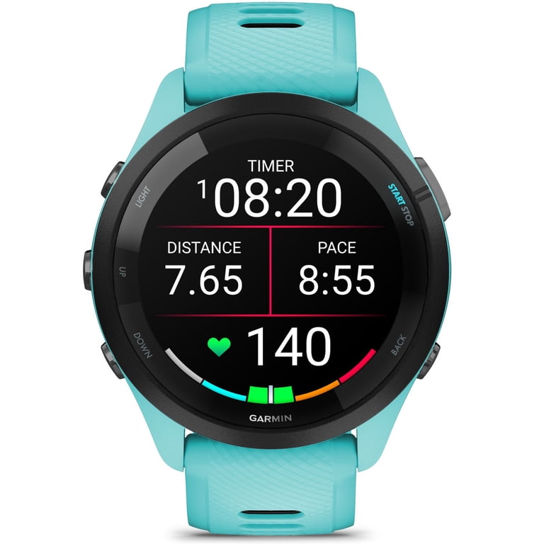 Garmin Forerunner 265 GPS Smartwatch, Aqua/Black Bundle with Deco