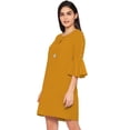 thumbnail image 2 of eloria Women's Midi Dress Bell Sleeve Key Hole Tie Neck Summer Dress Size: XL | Color: Mustard, 2 of 6