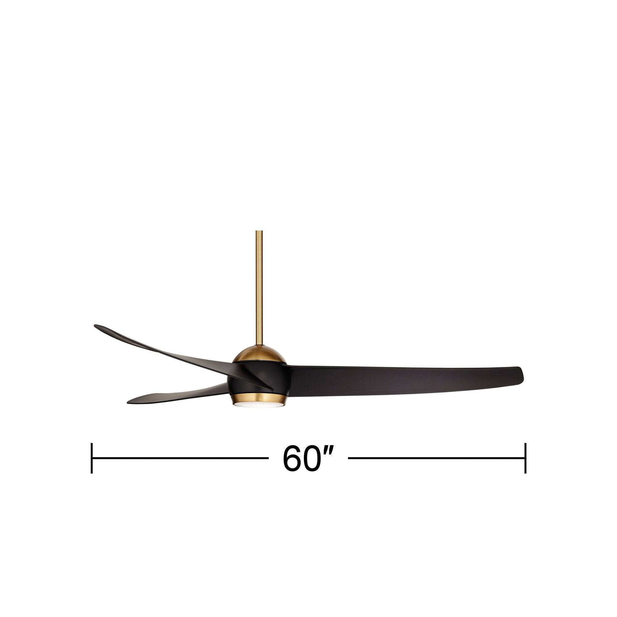 60" Possini Euro Design Stresa Modern Indoor Ceiling Fan with Dimmable LED Light Remote Control Warm Brass Matte Black for Living Room Kitchen House