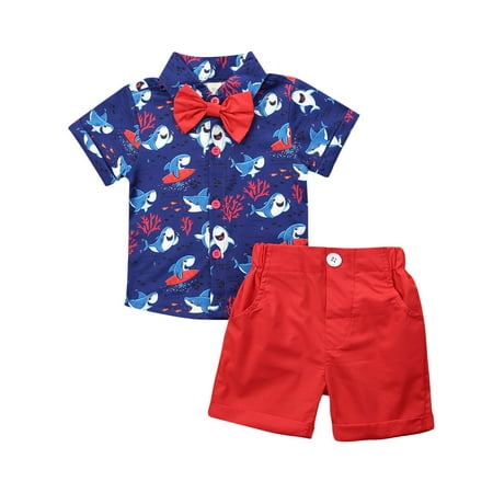 

Suanret Toddler Baby Boy Short Sleeve Button Down Shirt Shorts Set 1T 2T 3T 4T 5T Outfits Summer Clothes Red 4-5 Years