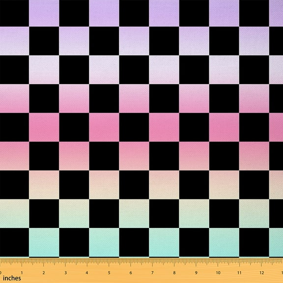 Castle Fairy Geometric Plaid Fabric by the Yard 1 Yard,Gradient Buffalo Home Decor Fabric by the Yard,Purple Pink Room Decor Fabric by the Yard,Super Cozy Room Decor